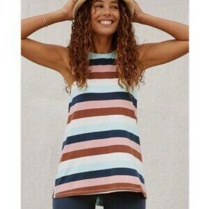 Matilda Jane Sierra Women's Sleeveless Multi-Striped Tie-Back Tank Large